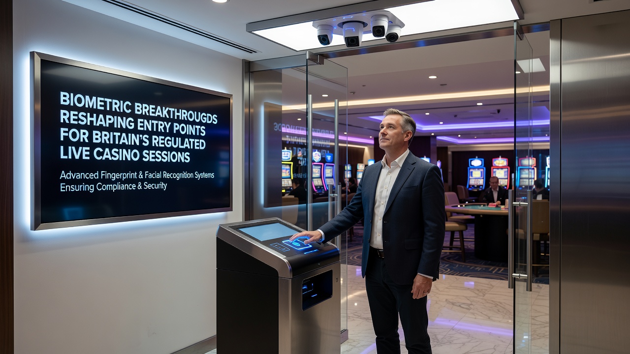 Close-up of biometric fingerprint scanner integrated into a mobile device for secure live casino session access