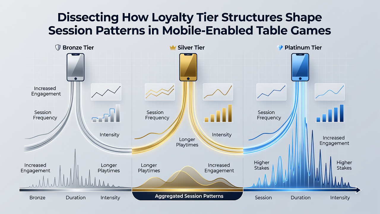 Analytics dashboard displaying tier-based session patterns and wager trends across mobile table game users