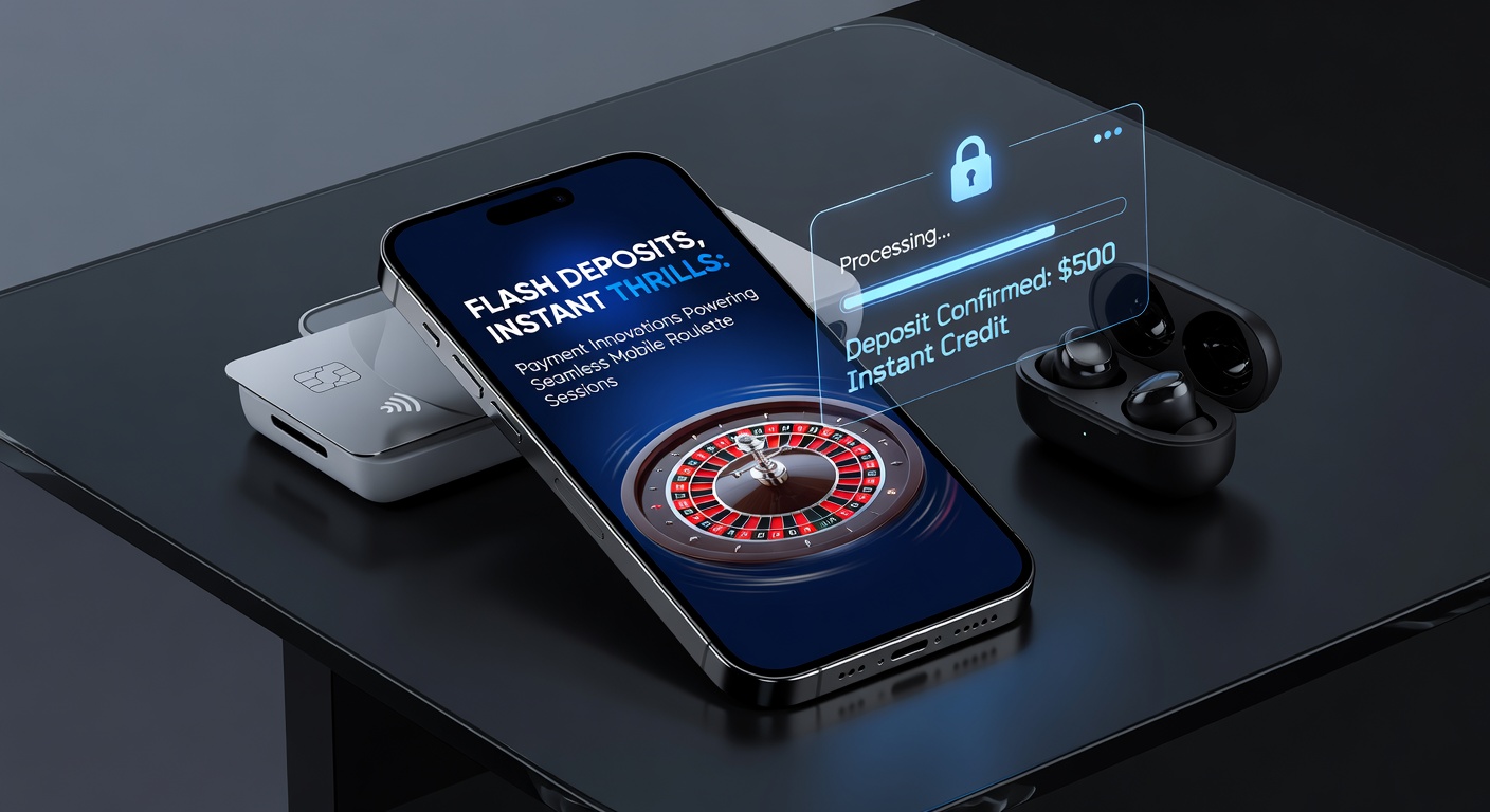 Close-up of a roulette table on a mobile app with payment icons like Apple Pay and crypto wallets flashing on screen, symbolizing instant funding during high-stakes spins