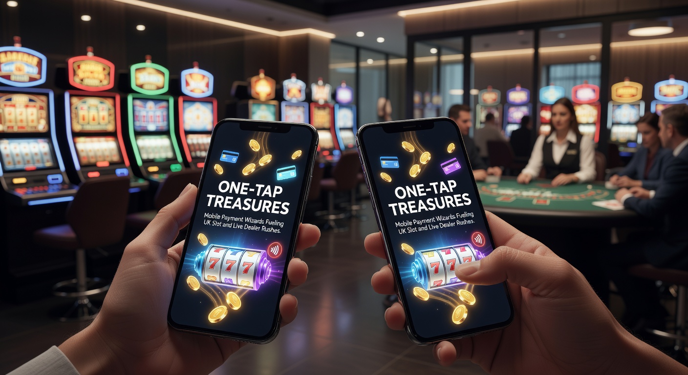 Close-up of a hand holding a smartphone with a live dealer blackjack table on screen, payment confirmation popping up instantly via mobile wallet, emphasizing seamless UK gaming integration