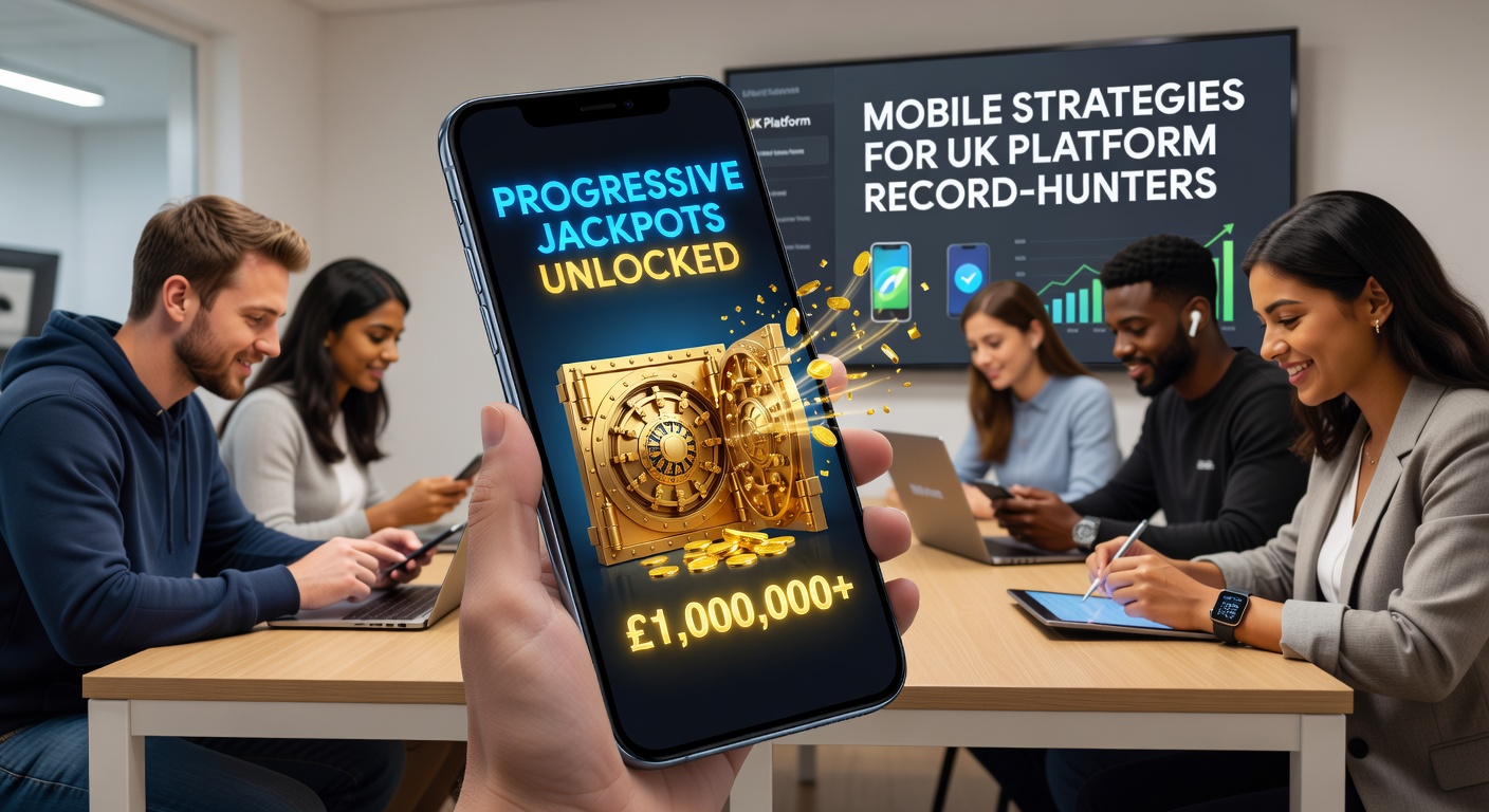 Vibrant mobile screen displaying a progressive jackpot counter ticking upward amid colorful slot reels and jackpot symbols, capturing the thrill of high-stakes mobile gaming