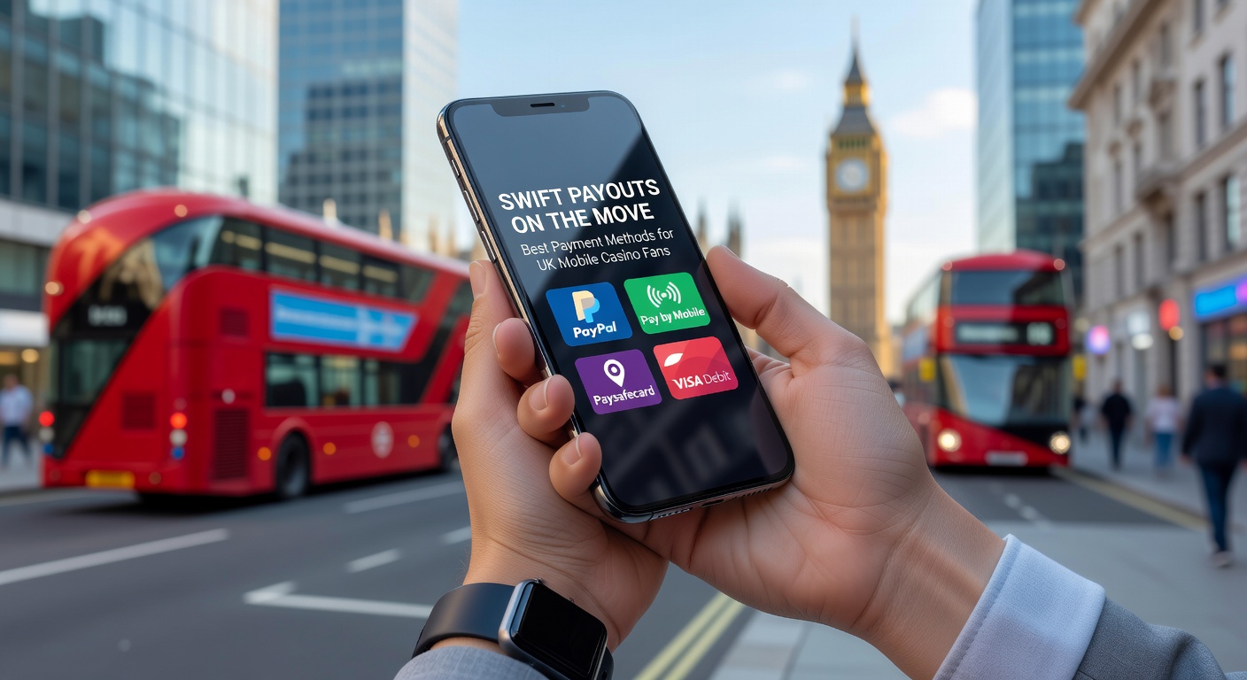 Close-up of hands holding a phone with a casino payout confirmation screen, showing e-wallet transfer complete and balance updated in real-time against a casino floor backdrop