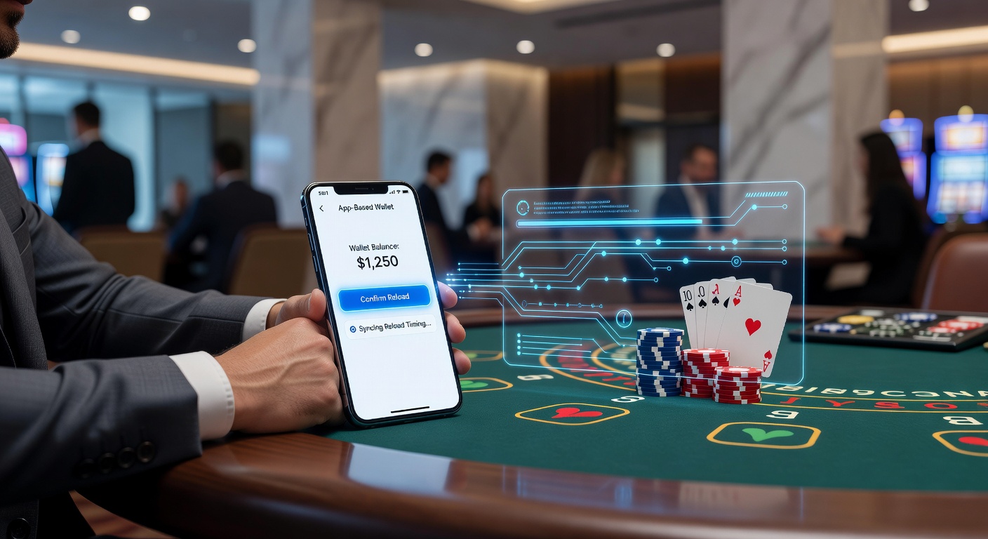 Close-up of app interface showing wallet confirmation and reload timing on mobile blackjack