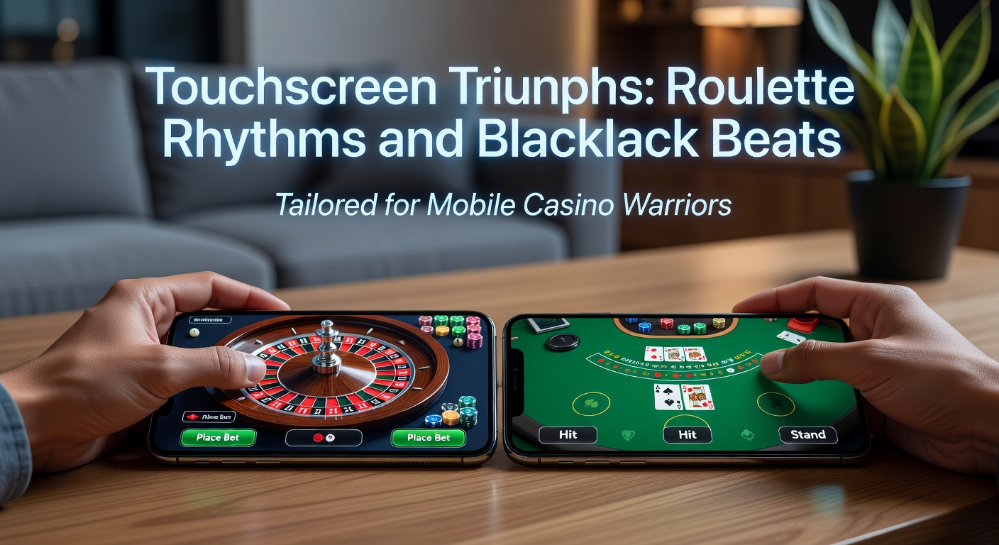Close-up of a smartphone hand holding a blackjack hand on screen, with touch gestures indicating hit, stand, and double down options amid dealer cards